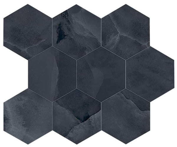 Onyx ek Black mozaiek pulido hexagon op net van 26x30