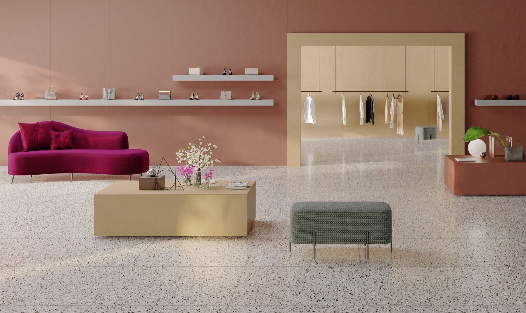 Vloertegel Medley terrazzo White 60x120 rett - WDtegels