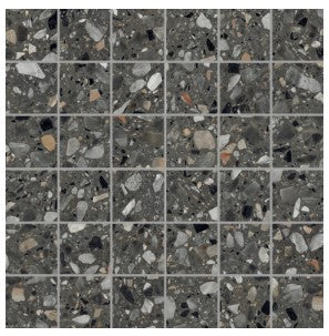 Medley terrazzo Antracite mozaiek 5x5 op net van 30x30