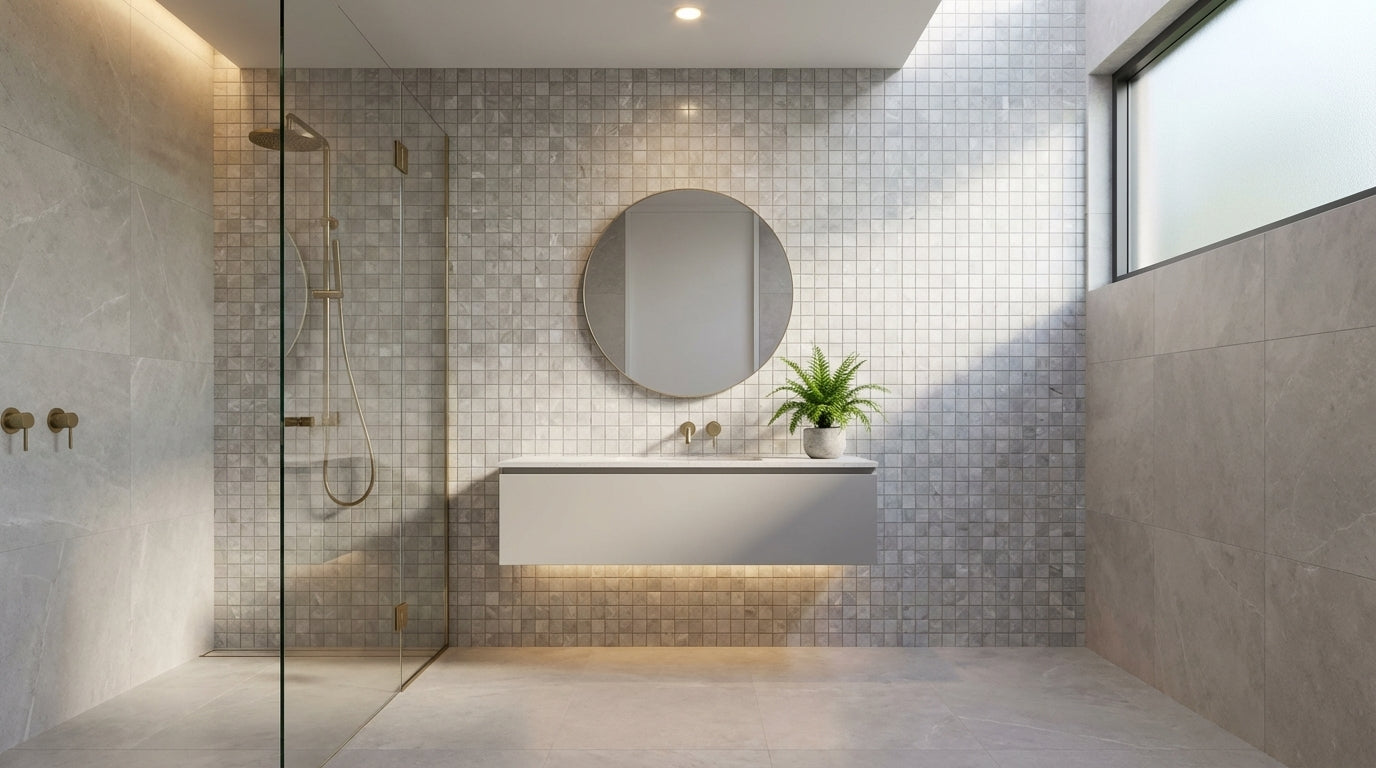 Luxury mozaiek White gepolijst 5x5 op net van 30x30 - WDtegels