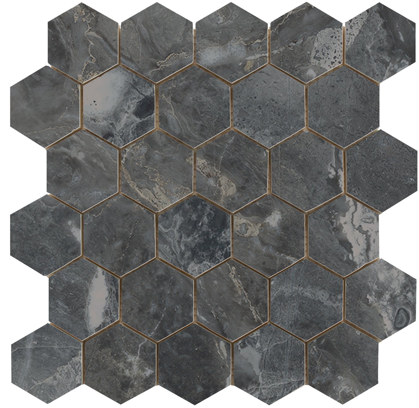 Luxury hexagon mozaiek Dark gepolijst 26,3x27,4 - WDtegels