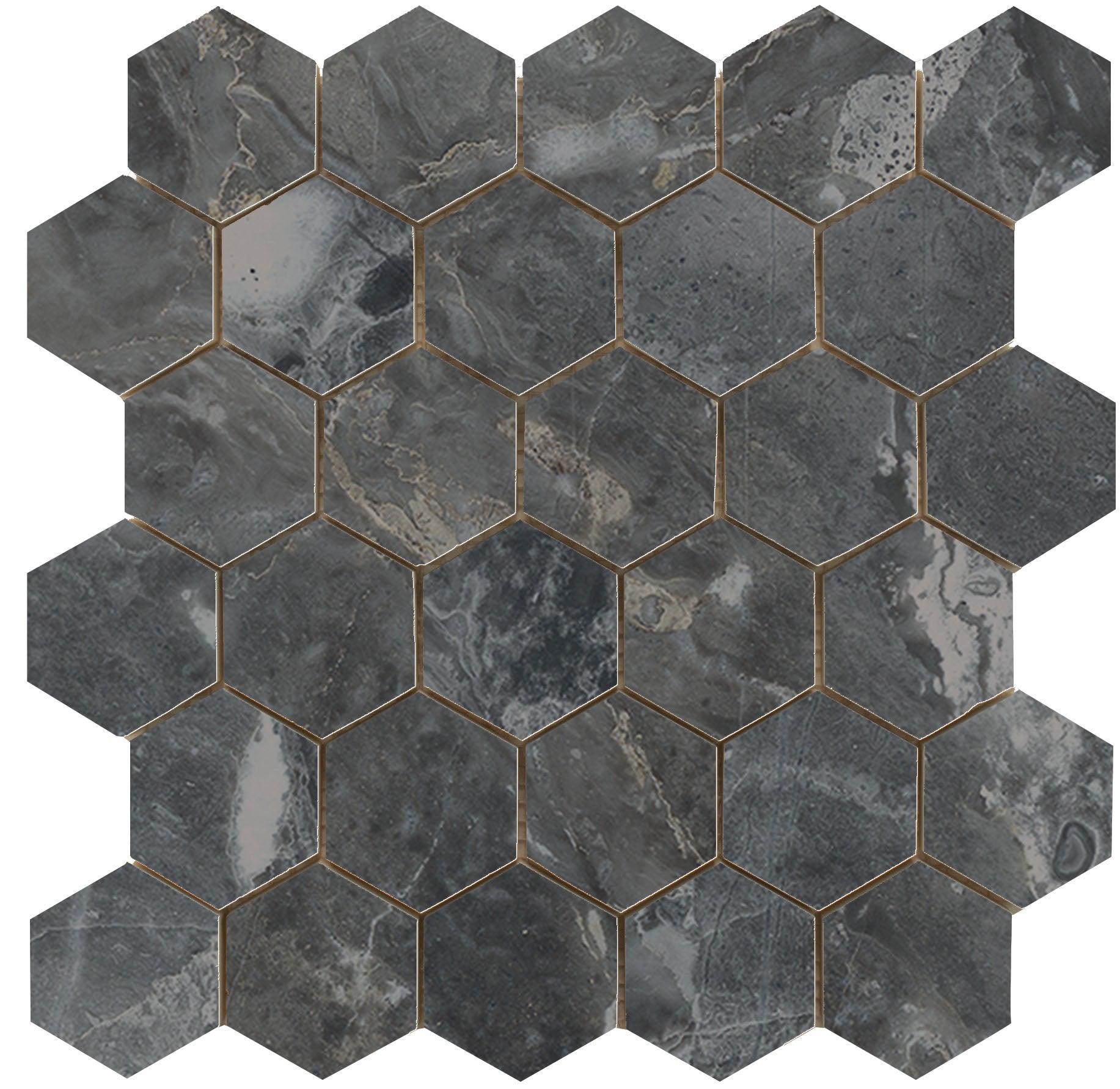 Luxury hexagon mozaiek Dark gepolijst 26,3x27,4 - WDtegels