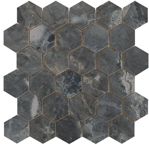 Luxury hexagon mozaiek Dark gepolijst 26,3x27,4