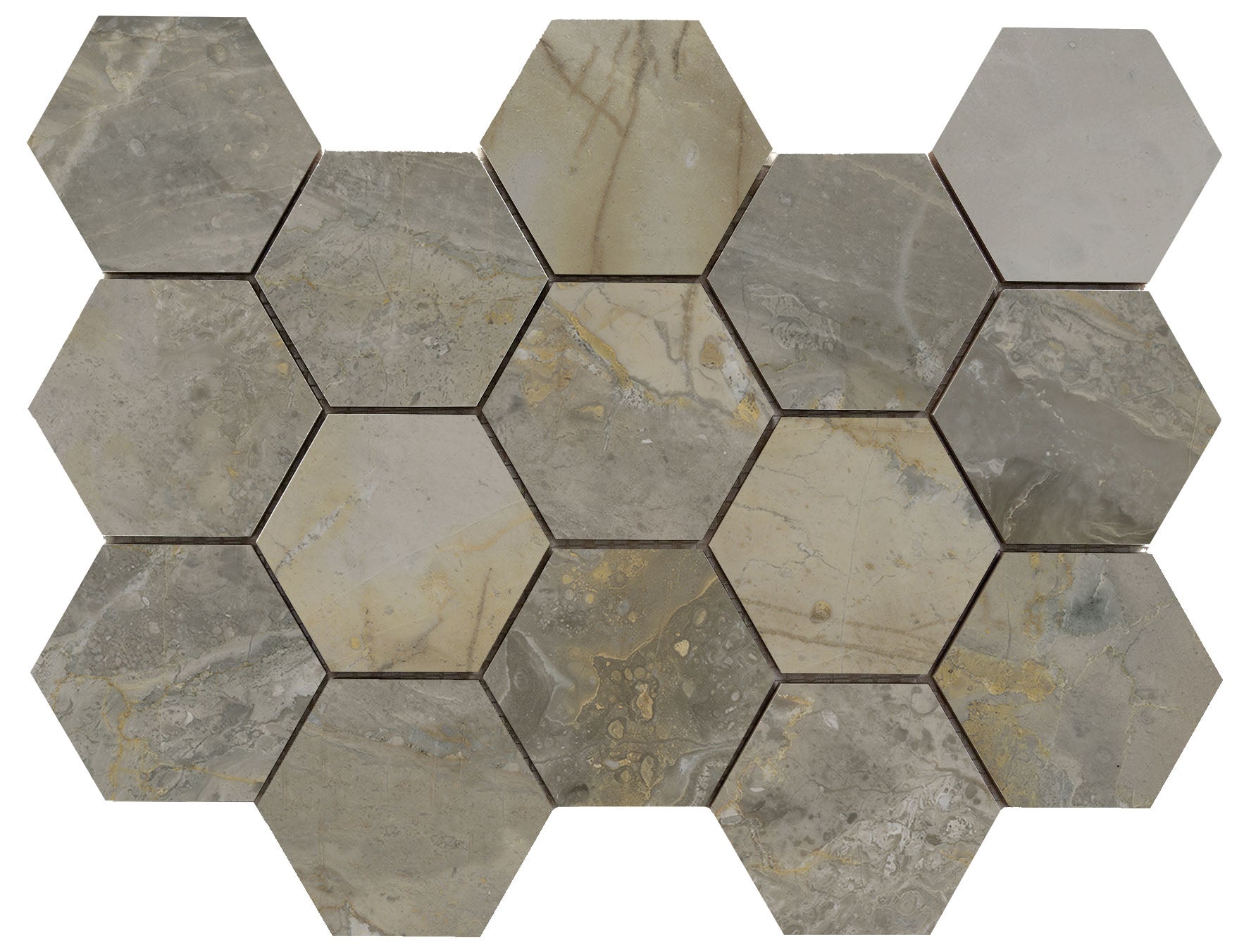 Luxury hexagon mozaiek Ample Nature gepolijst 32,5x22,5 - WDtegels