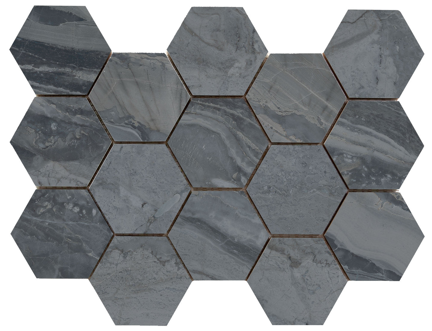 Luxury hexagon mozaiek Ample Dark gepolijst 32,5x22,5 - WDtegels