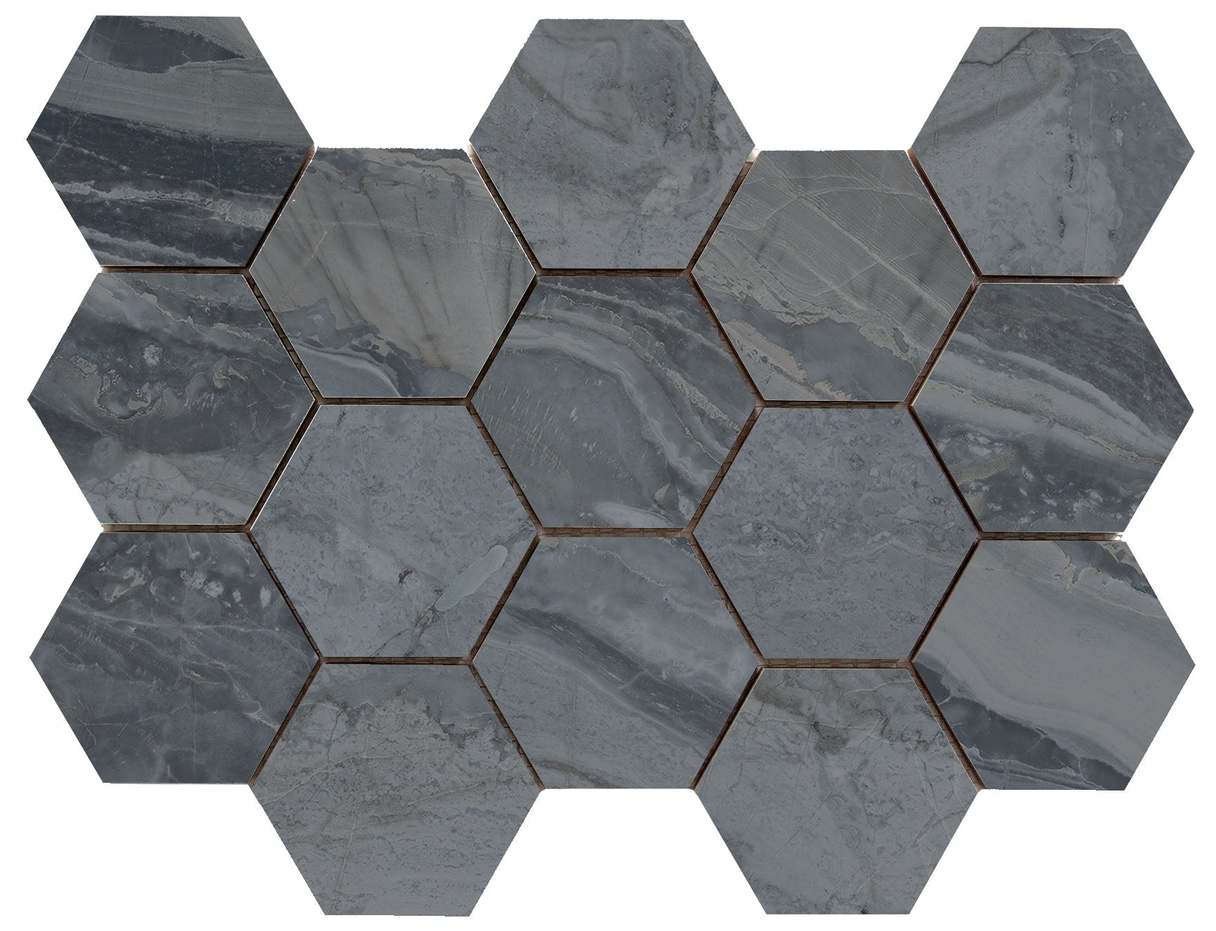 Luxury hexagon mozaiek Ample Dark gepolijst 32,5x22,5 - WDtegels
