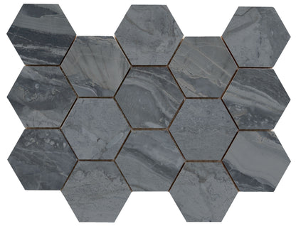 Luxury hexagon mozaiek Ample Dark gepolijst 32,5x22,5 - WDtegels