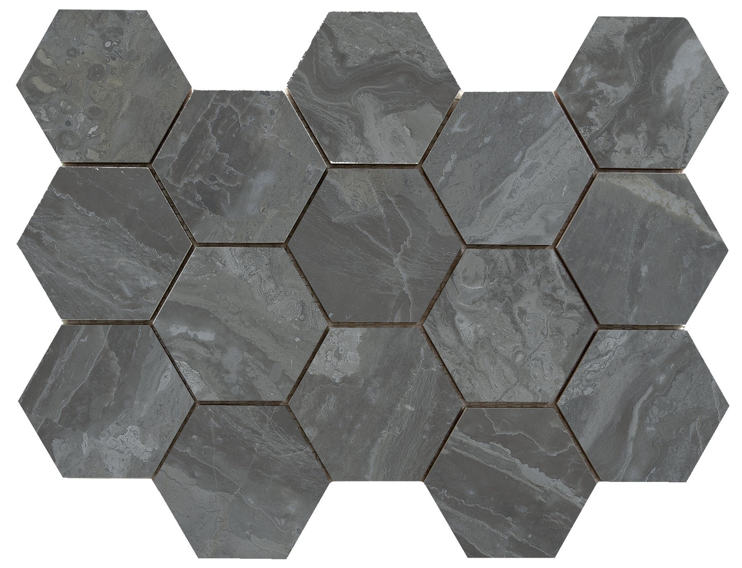 Luxury hexagon mozaiek Ample Dark gepolijst 32,5x22,5 - WDtegels