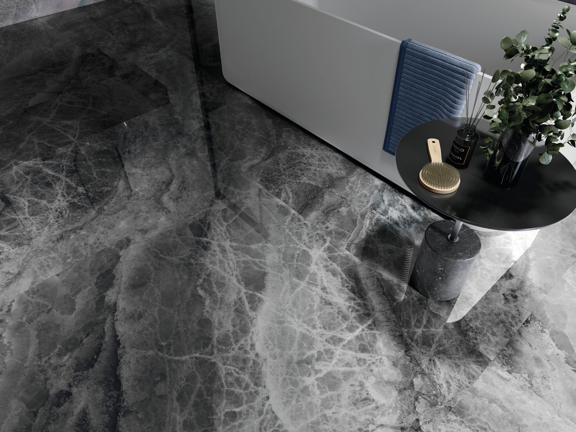 Vloertegel Lixium Black gepolijst 120x120 rett - WDtegels