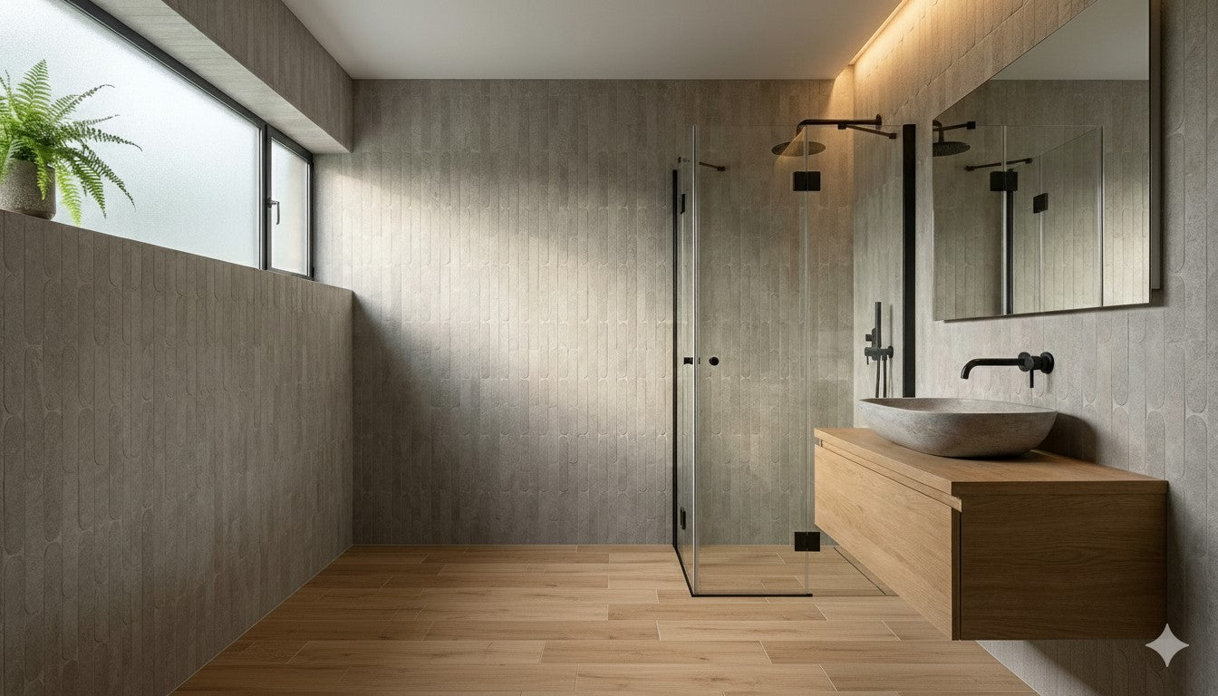 Nobu Grey curve mosaico 3,5x14,5 op net van 29x29,5 - WDtegels
