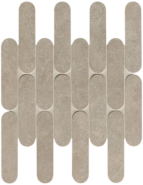 Nobu Grey curve mosaico 3,5x14,5 op net van 29x29,5