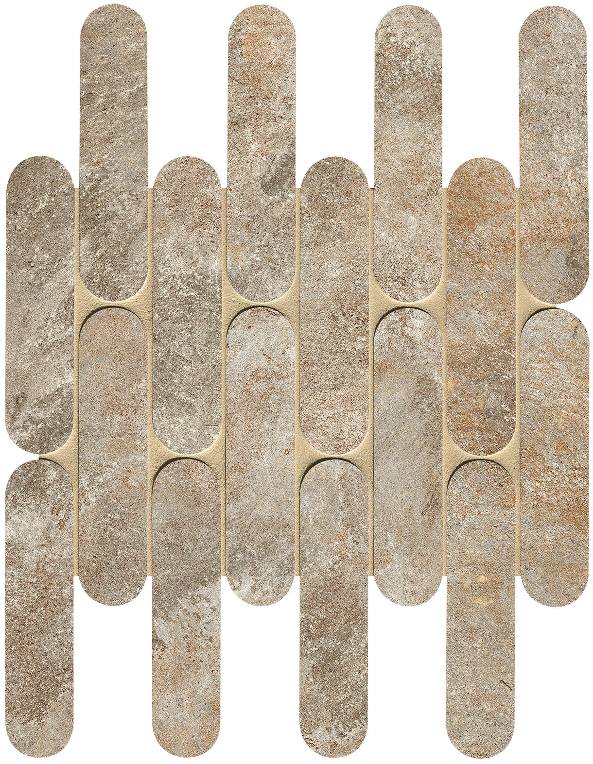 Nobu Slate curve mosaico 3,5x14,5 op net van 29x29,5 - WDtegels