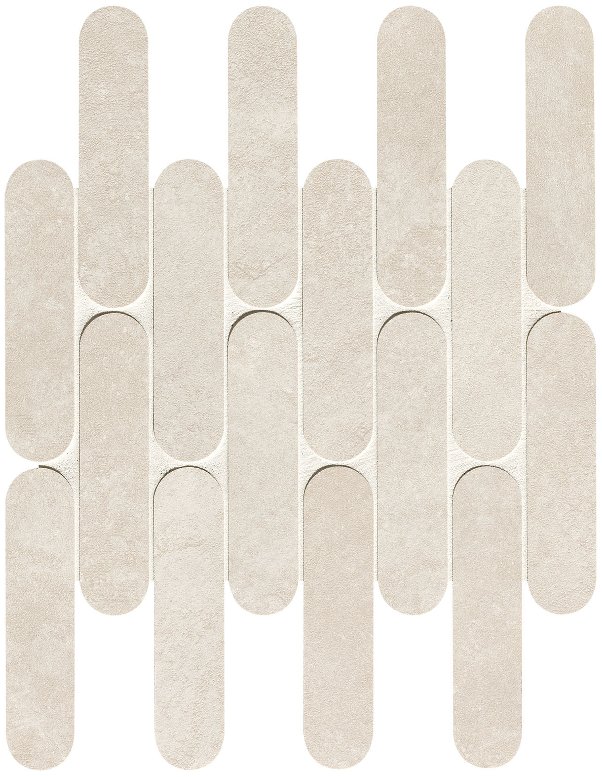 Nobu White curve mosaico 3,5x14,5 op net van 29x29,5 - WDtegels