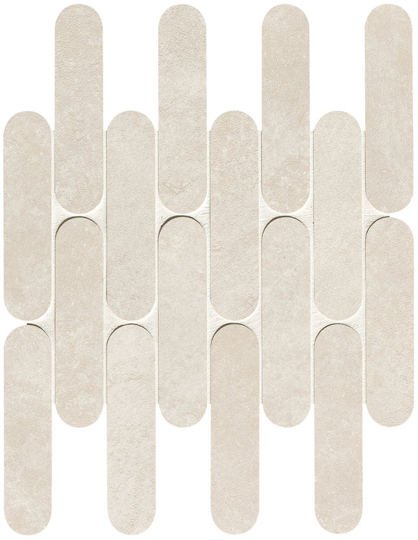 Nobu White curve mosaico 3,5x14,5 op net van 29x29,5