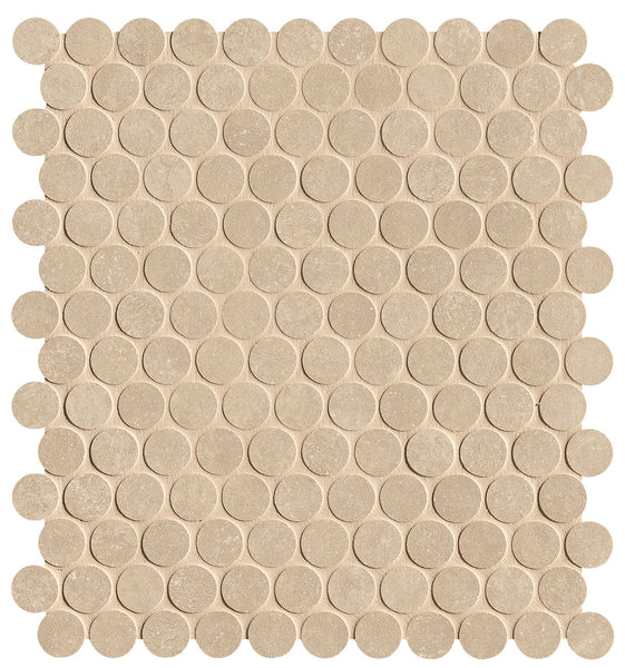 Nobu Beige round mosaico 2,2cm rond op net van 29x32,5