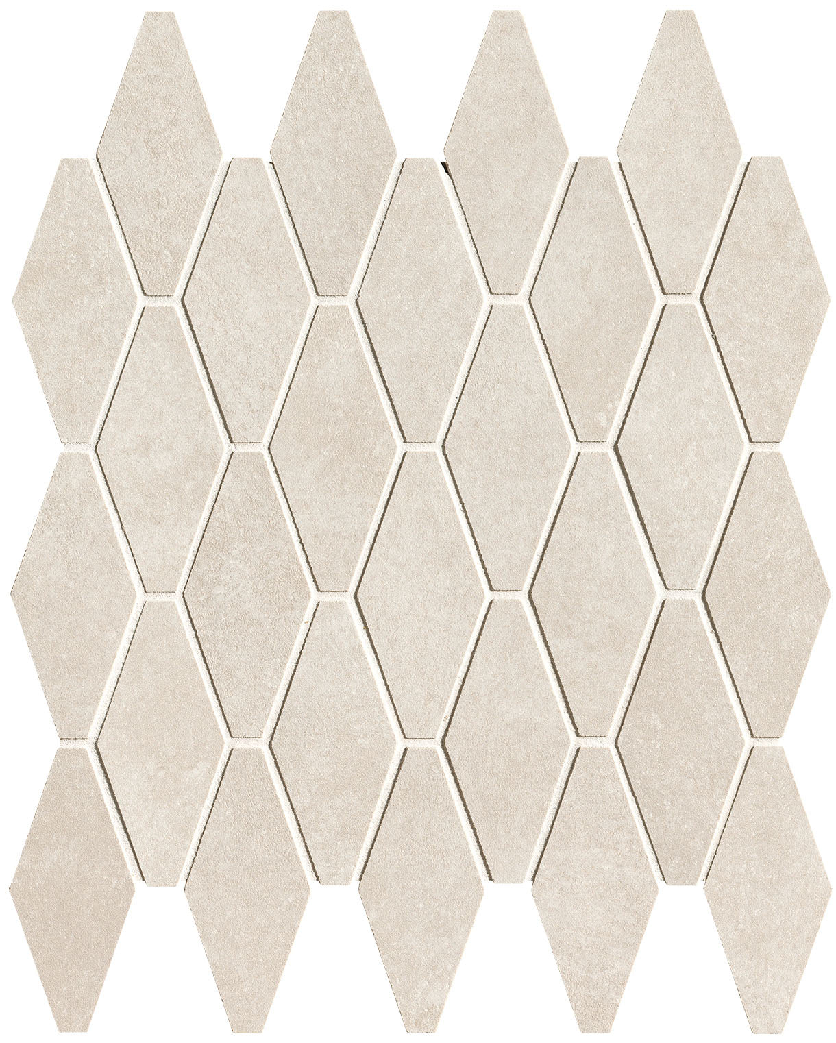 Nobu White rombi mosaico 5x11,5 rond op net van 31x35,5 - WDtegels