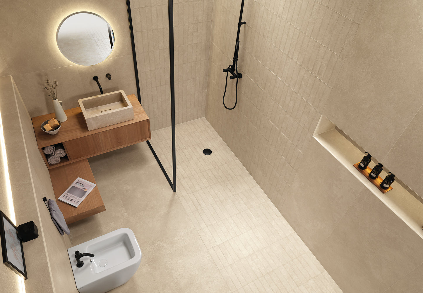 Nobu Beige wandtegel 25x75 rett - WDtegels