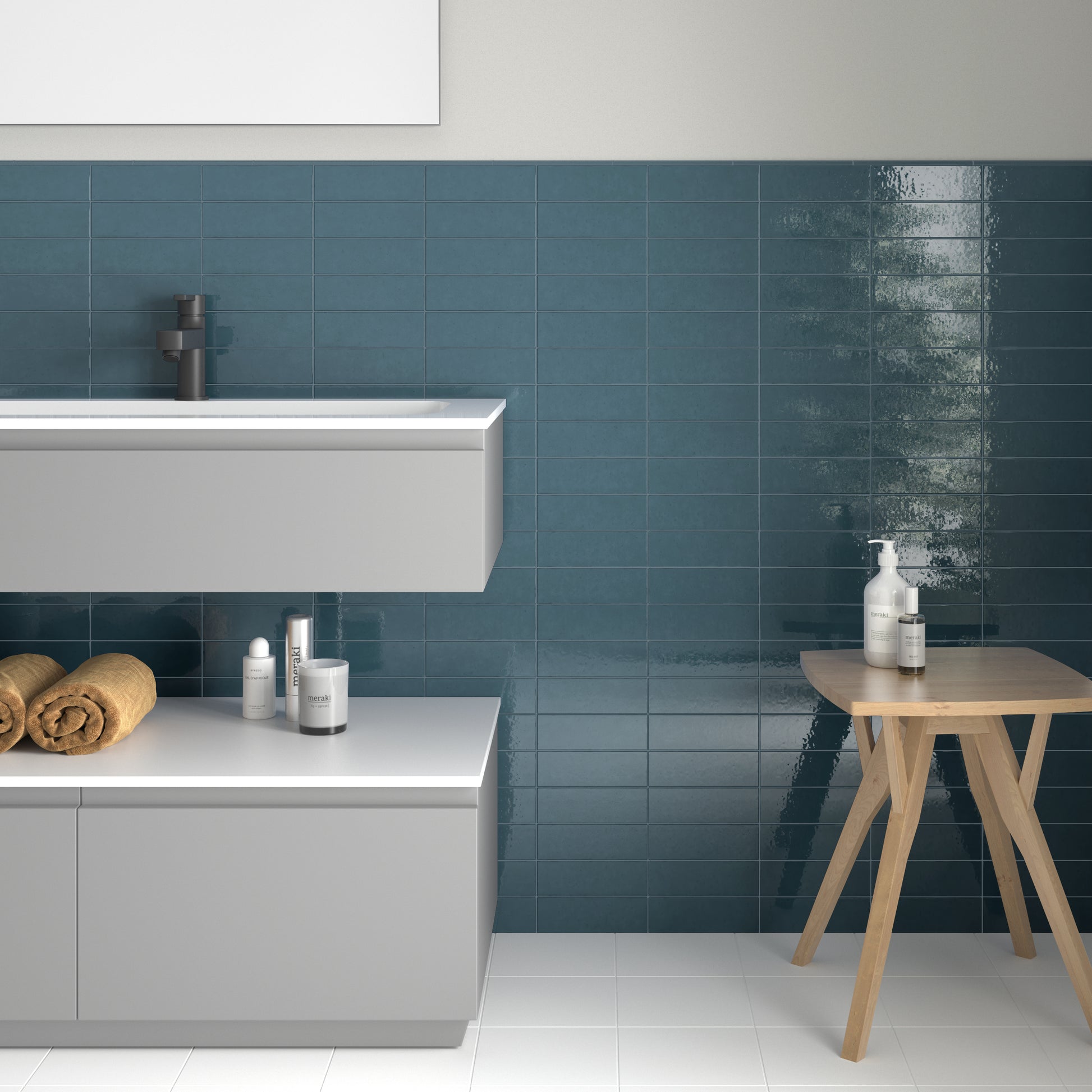 Wandtegel Kalma Deep Blue 6x18,6 glans - WDtegels