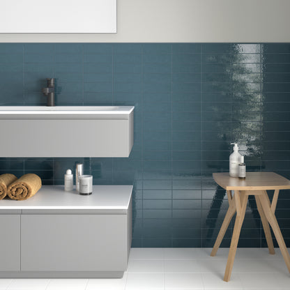 Wandtegel Kalma Deep Blue 6x18,6 glans - WDtegels