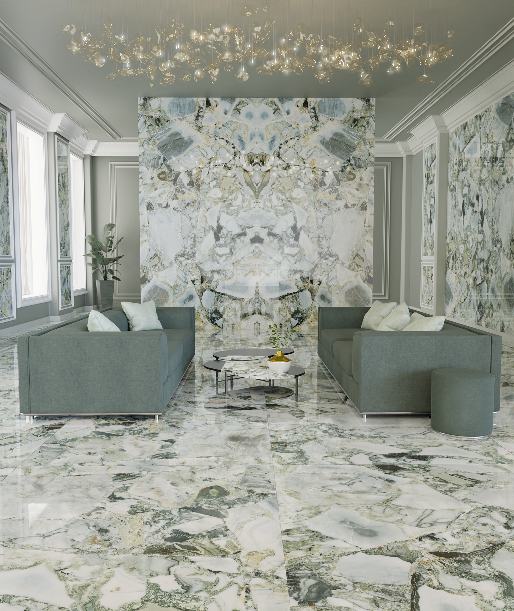 Slab White Beauty gepolijst 120x280 rett Bookmatch A - WDtegels