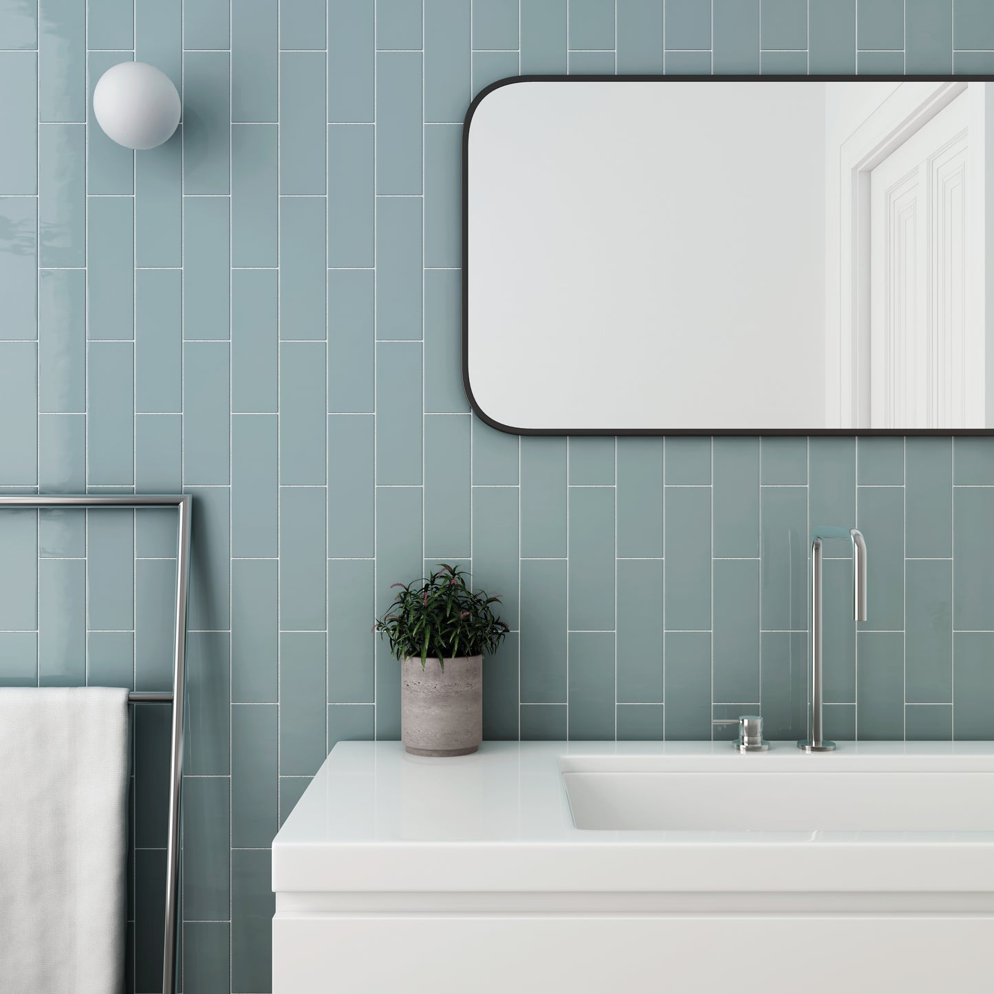 Wandtegel Premium Countri Ash Blue 6,5x20 glans - WDtegels