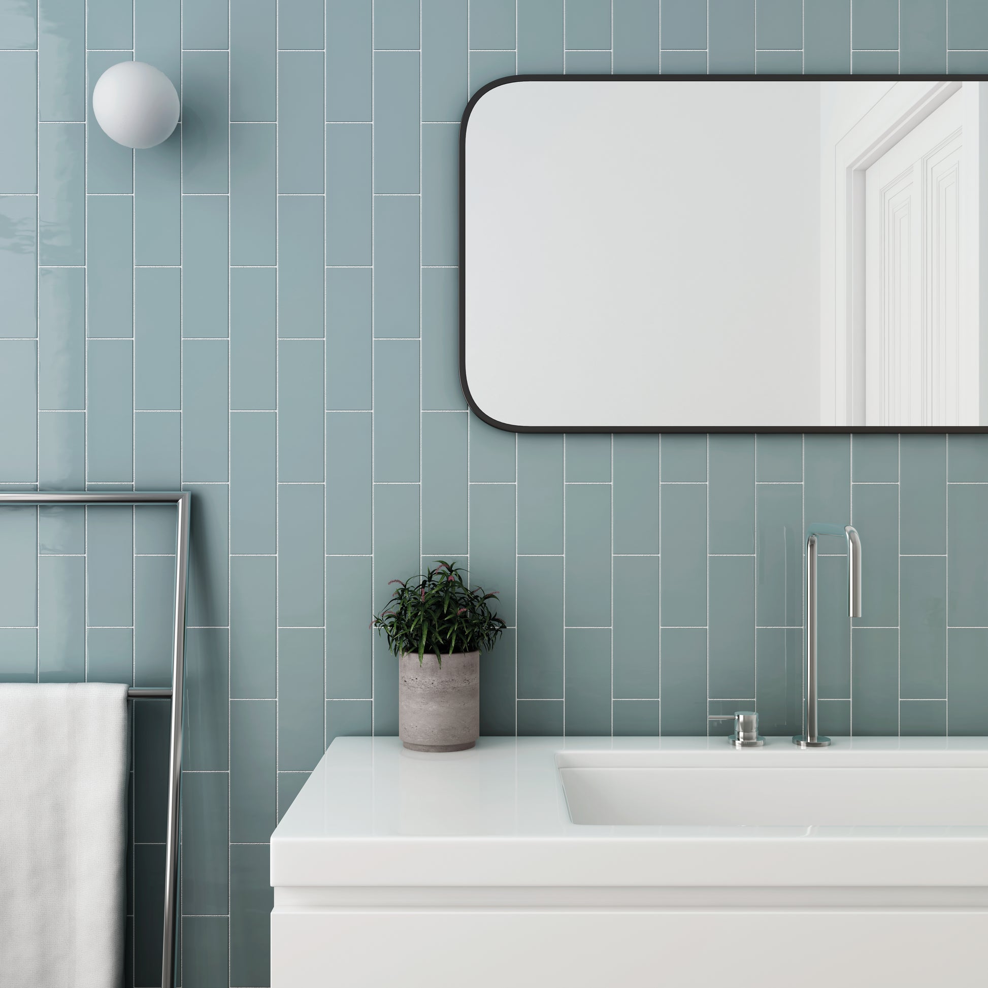 Wandtegel Premium Countri Ash Blue 6,5x20 glans - WDtegels