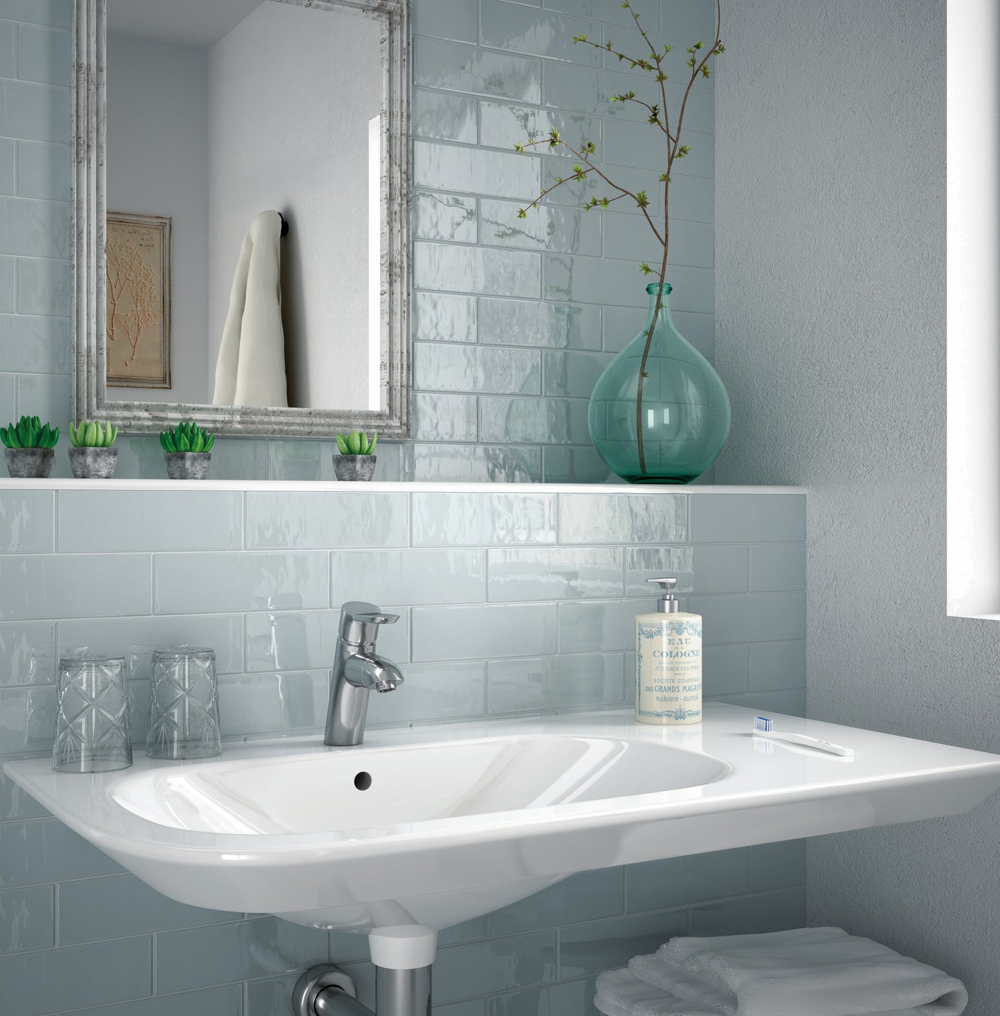 Wandtegel Premium Countri Ash Blue 6,5x20 glans - WDtegels