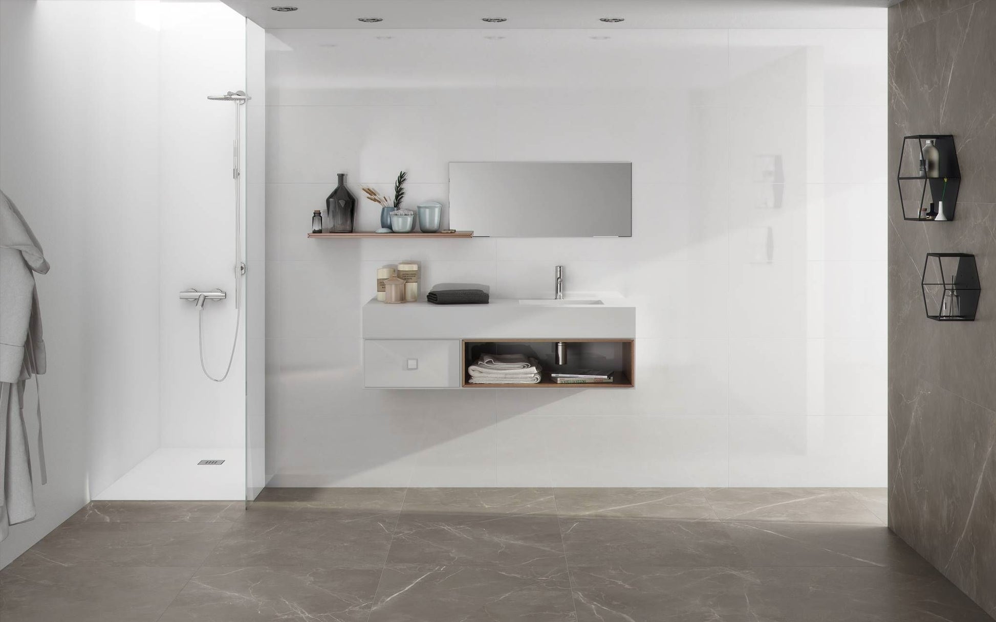 Kerabo wit glans wandtegel 40x120 rett - WDtegels