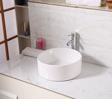 Waskom Opbouw Lorens Cilinder 40x40x15cm Wit - WDtegels