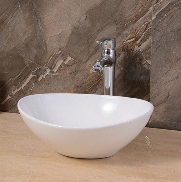 Waskom Opbouw Lorens Ovaal 40x33x14.5cm Wit - WDtegels