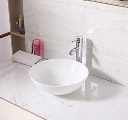 Lavabo sobre encimera Lorens redondo | 40x40x13.5cm | Blanco