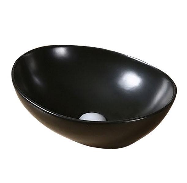 Waskom Opbouw Lorens Ovaal 40x33x14.5cm Mat Zwart - WDtegels