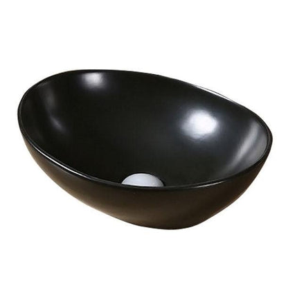 Waskom Opbouw Lorens Ovaal 40x33x14.5cm Mat Zwart - WDtegels