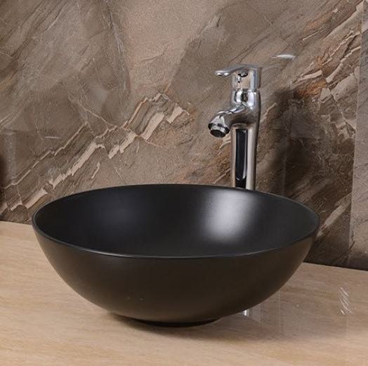 Waskom Opbouw Lorens Rond 40x40x13.5cm Mat Zwart - WDtegels