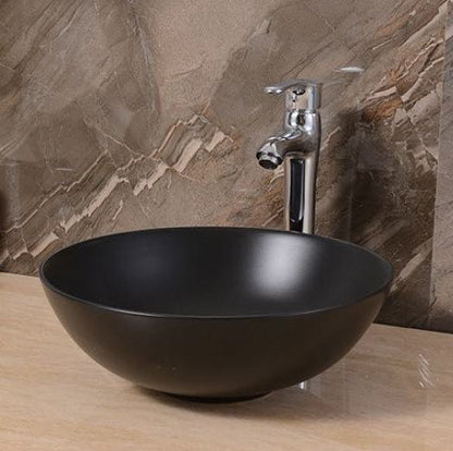 Waskom Opbouw Lorens Rond 40x40x13.5cm Mat Zwart - WDtegels