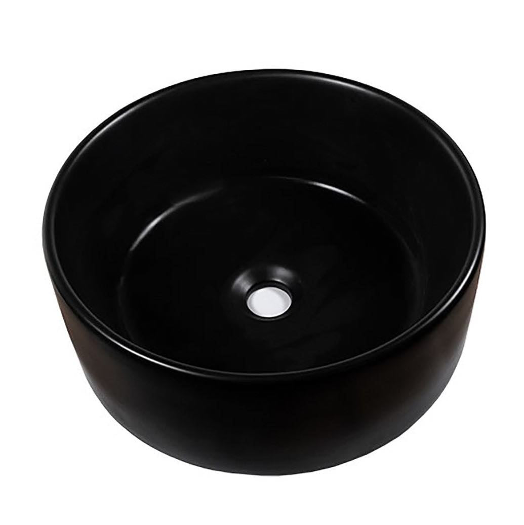 Waskom Opbouw Lorens Cilinder 40x40x15cm Mat Zwart - WDtegels