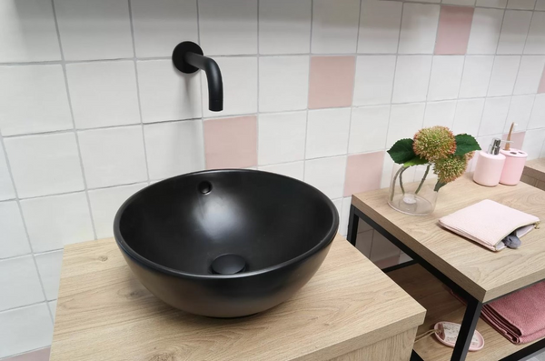 Ceramic washbasin | 38x38x15cm | Matte black