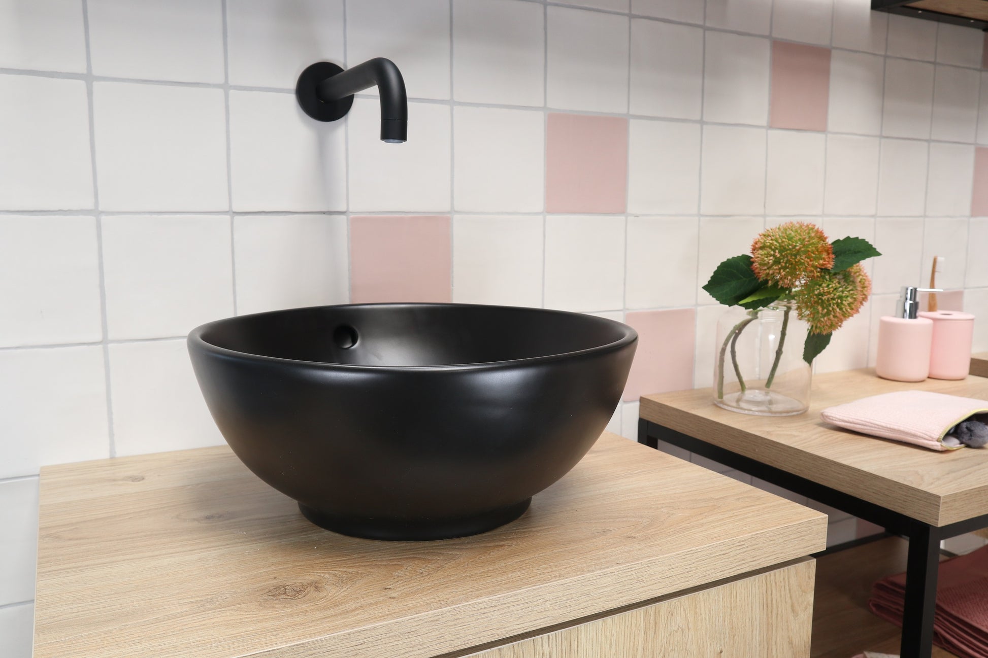 Waskom keramiek mat zwart 38x38x15cm - WDtegels