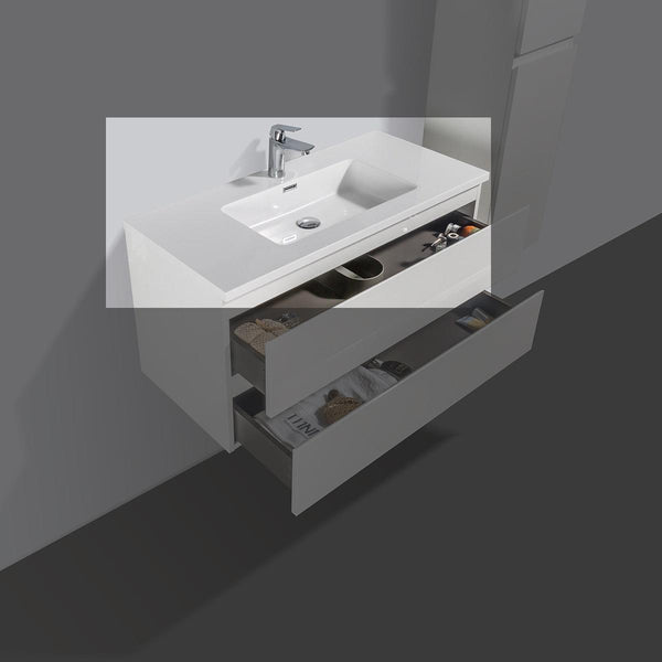 Mineral marble washbasin Tieme white 100 cm with tap hole