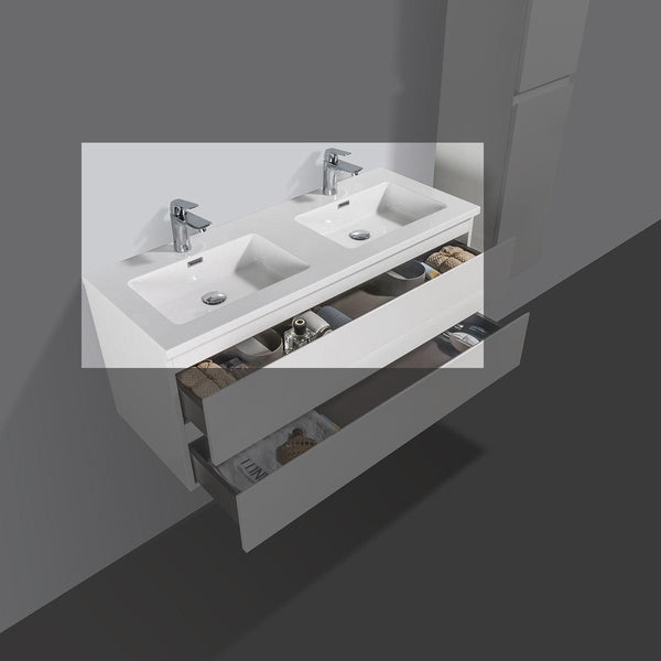 Mineral marble washbasin Tieme white 120 cm with tap hole