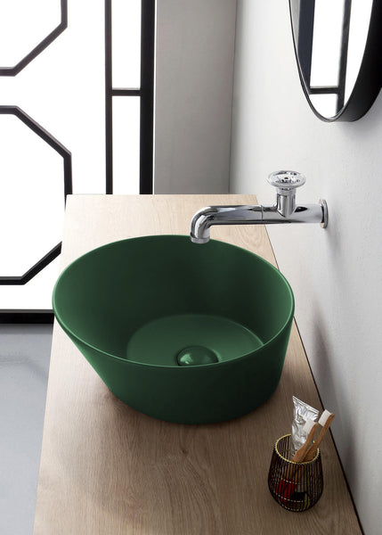 Mees design washbasin round matt green