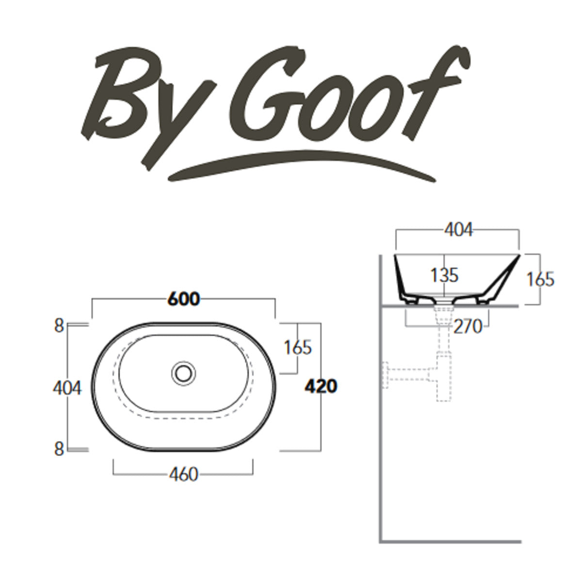 Mees design waskom ovaal mat zwart