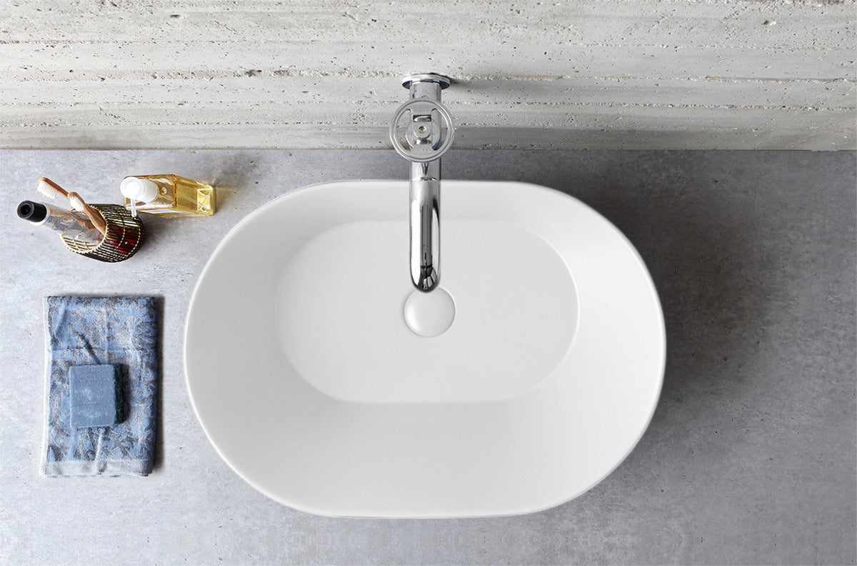 Mees design waskom ovaal mat wit