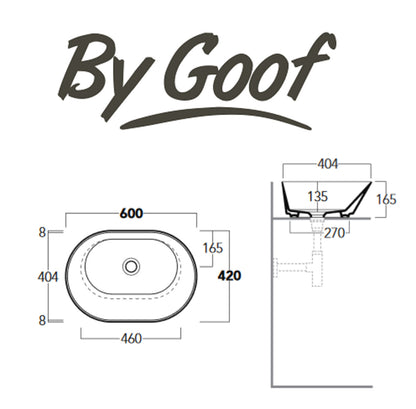 Mees design waskom ovaal mat grijs