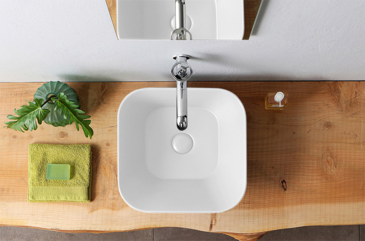 Mees design waskom vierkant mat wit - WDtegels