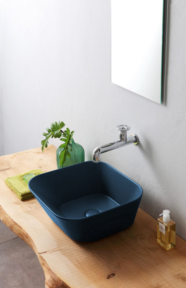 Mees design waskom vierkant mat blauw - WDtegels