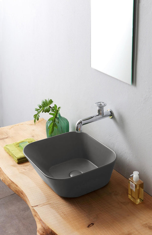 Mees design waskom vierkant | 42x42x16,5cm | Mat grijs