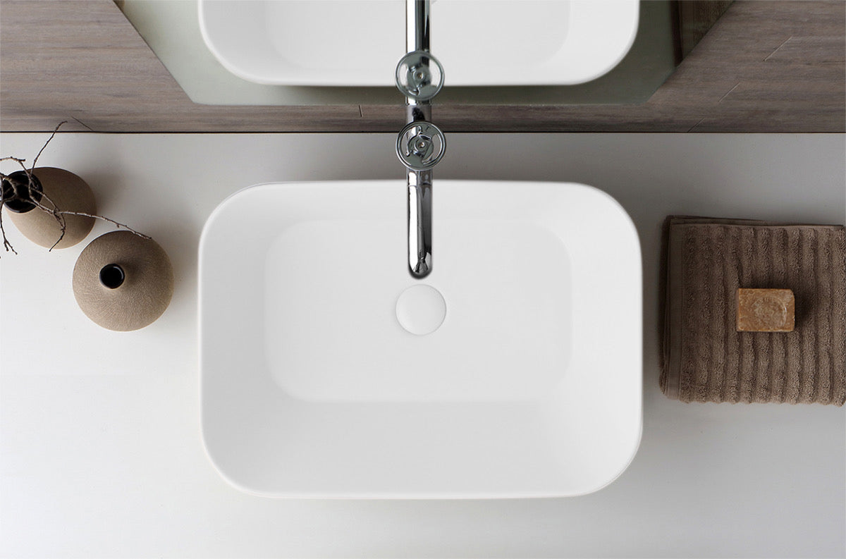Mees design waskom rechthoek mat wit - WDtegels