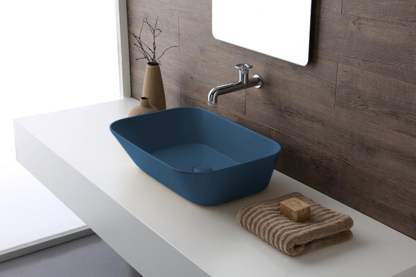 Mees design waskom rechthoek | 60x42x16,5cm | Mat blauw