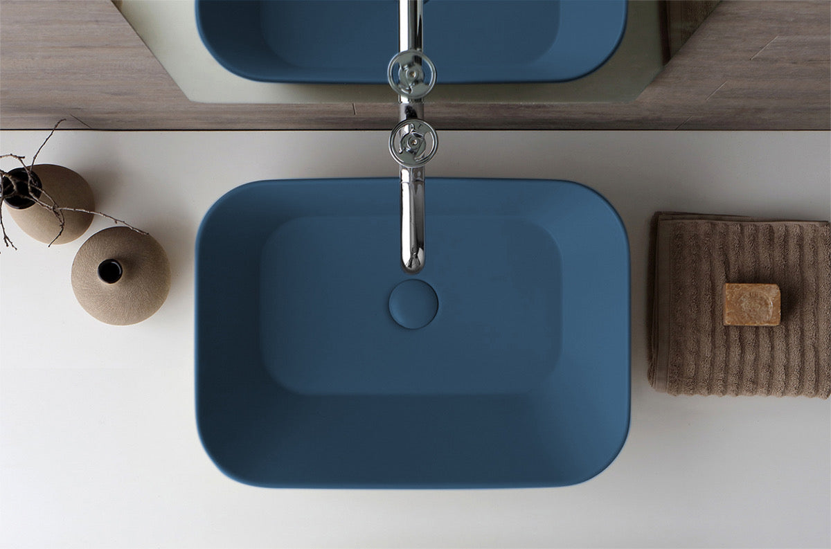 Mees design waskom rechthoek mat blauw - WDtegels